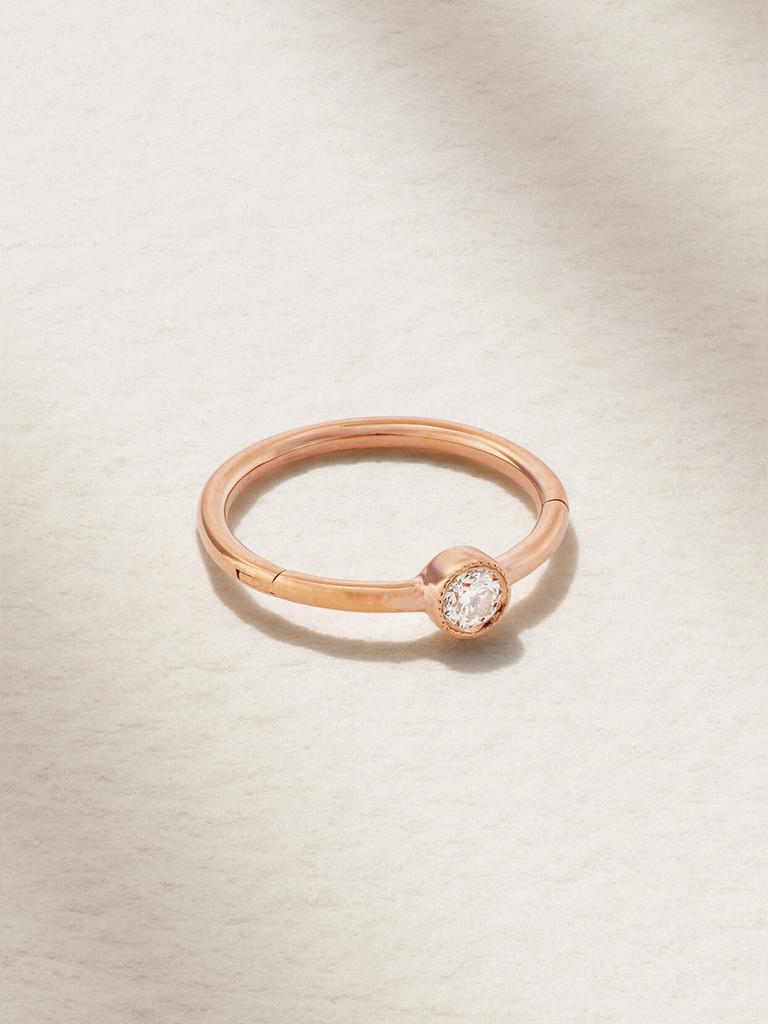 Maria Tash 18k 玫瑰金钻石单只耳环（9.5 毫米）