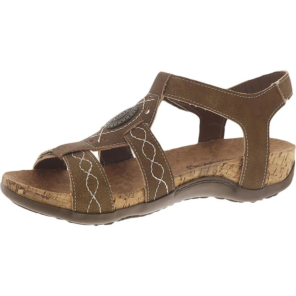 Bearpaw Ridley Womens Faux Leather Ankle Strap Wedge Sandals 4