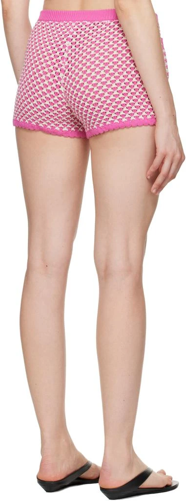 Versace Pink 
White Crochet Knit Shorts 3