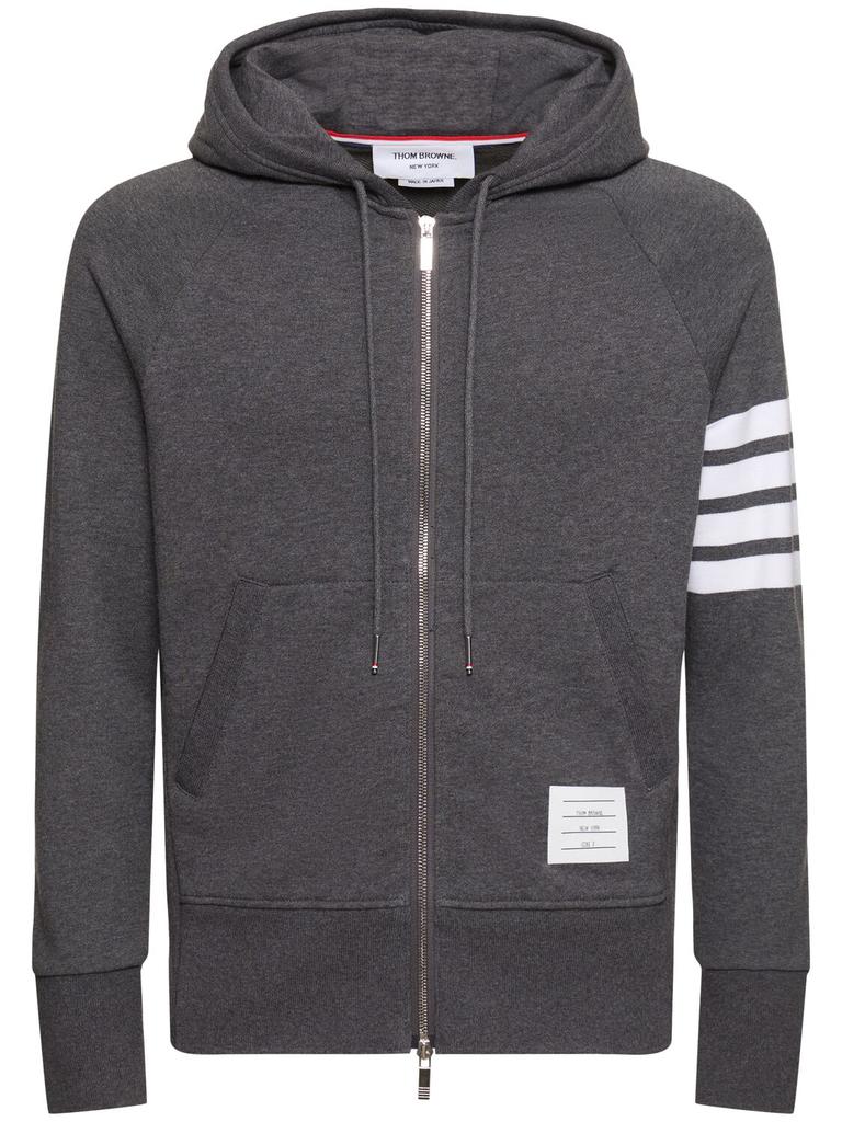 THOM BROWNE Zip-up Stripes Cotton Sweatshirt Hoodie