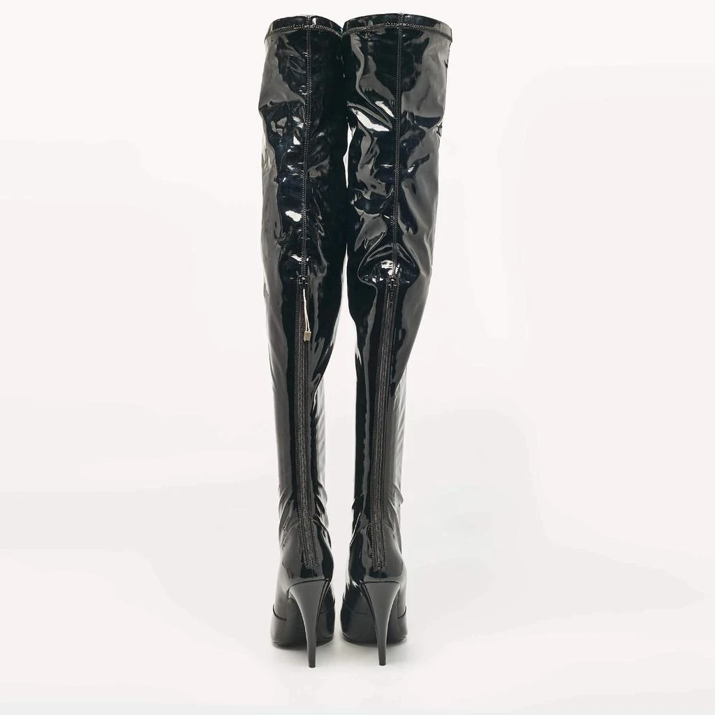 Yves Saint Laurent Saint Laurent Black Patent Leather Thigh High Boots Size 38 5