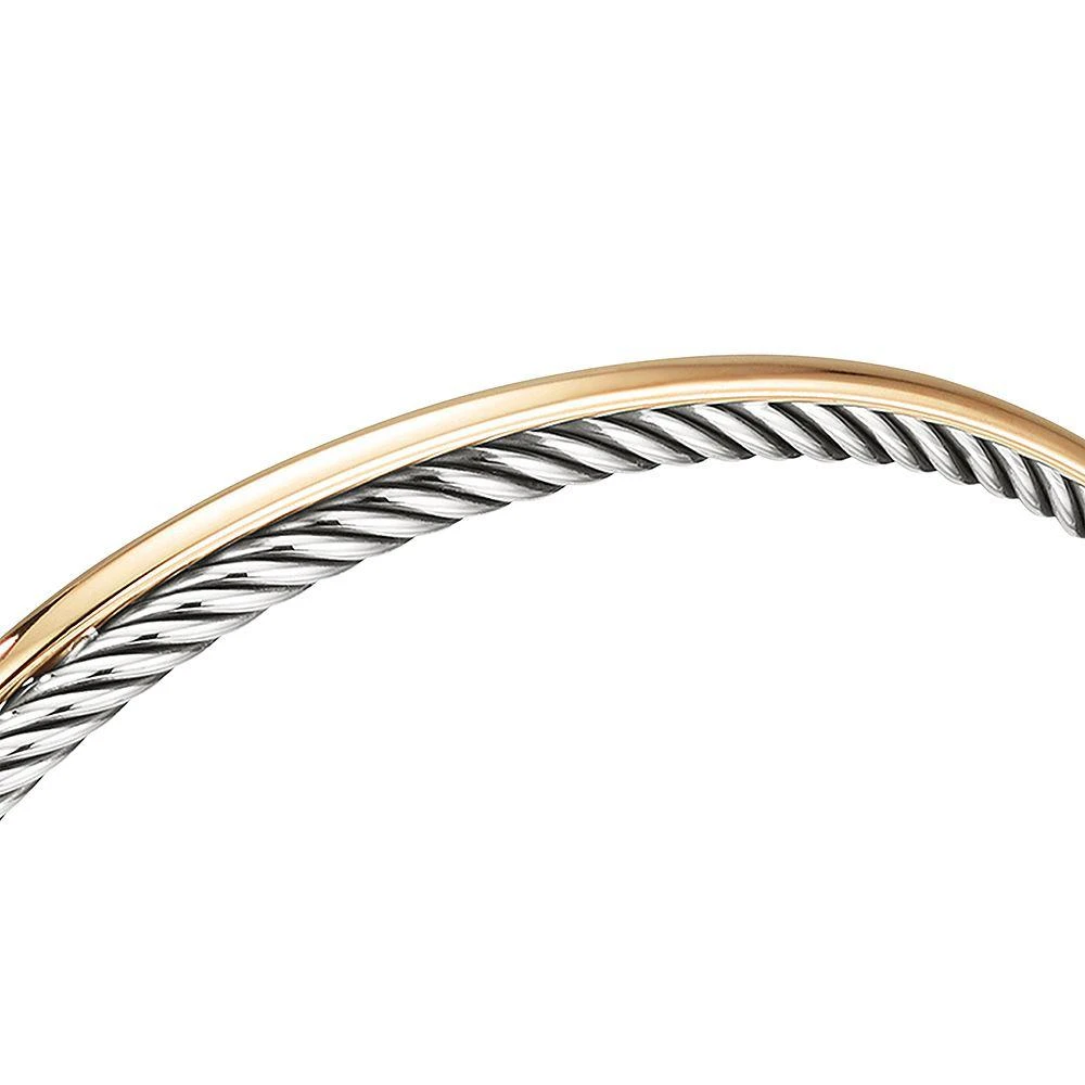 David Yurman Crossover Bracelet in Sterling Silver with 18K Yellow Gold, 3mm 4