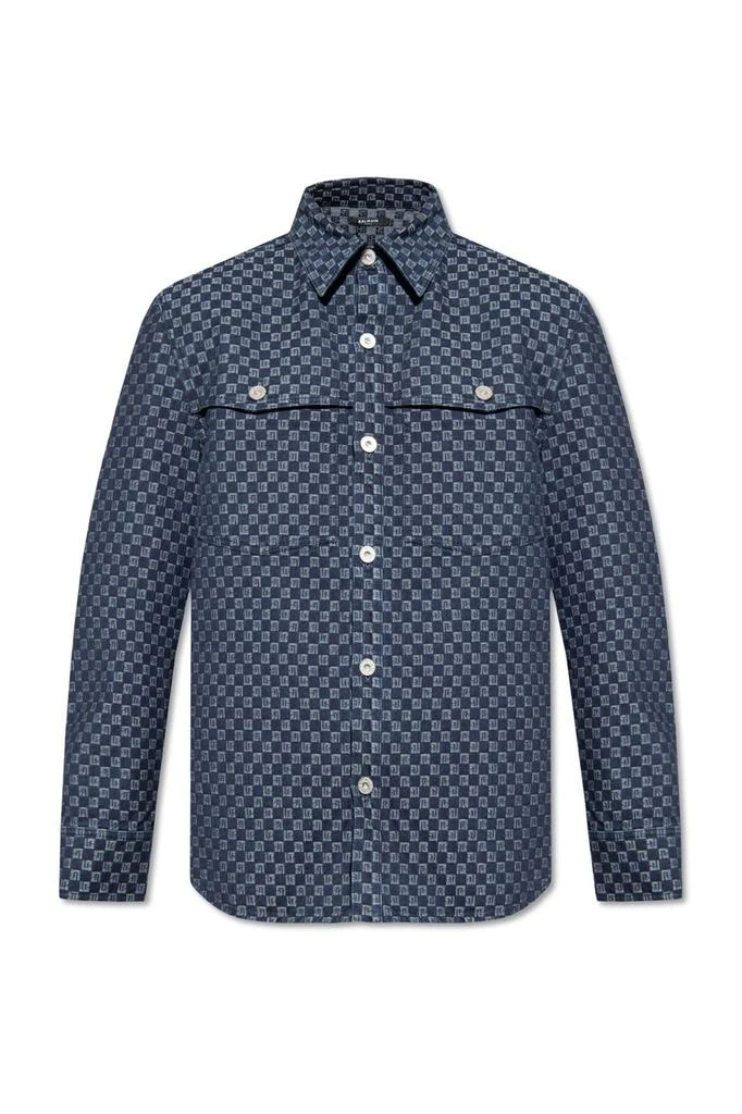 Balmain Monogram Jacquard Curved Hem Denim Shirt – On Sale Now