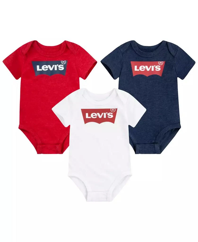 Levi's Baby Boys & Girls Short Sleeves Batwing Bodysuit, Pack of 3 1