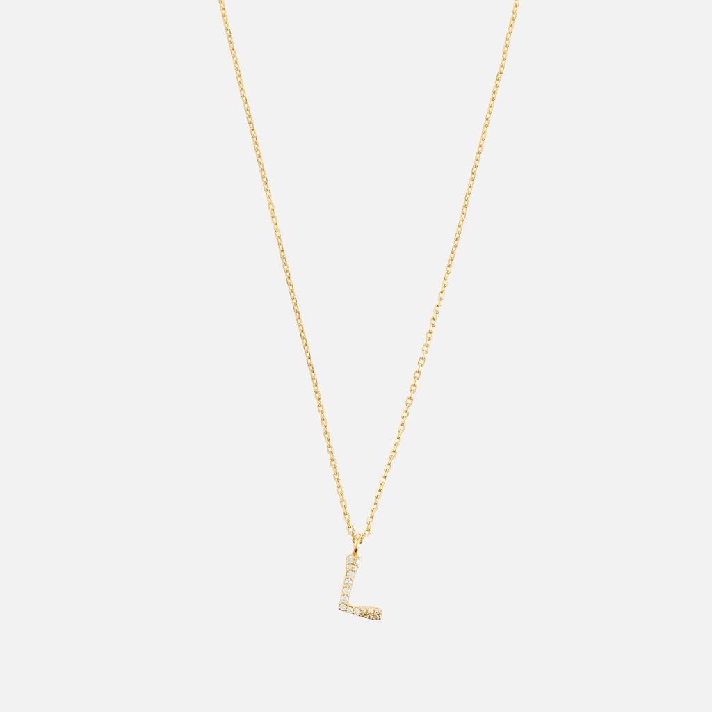 ASTRID & MIYU Astrid & Miyu Initial Pavé 18K Gold-Plated Necklace