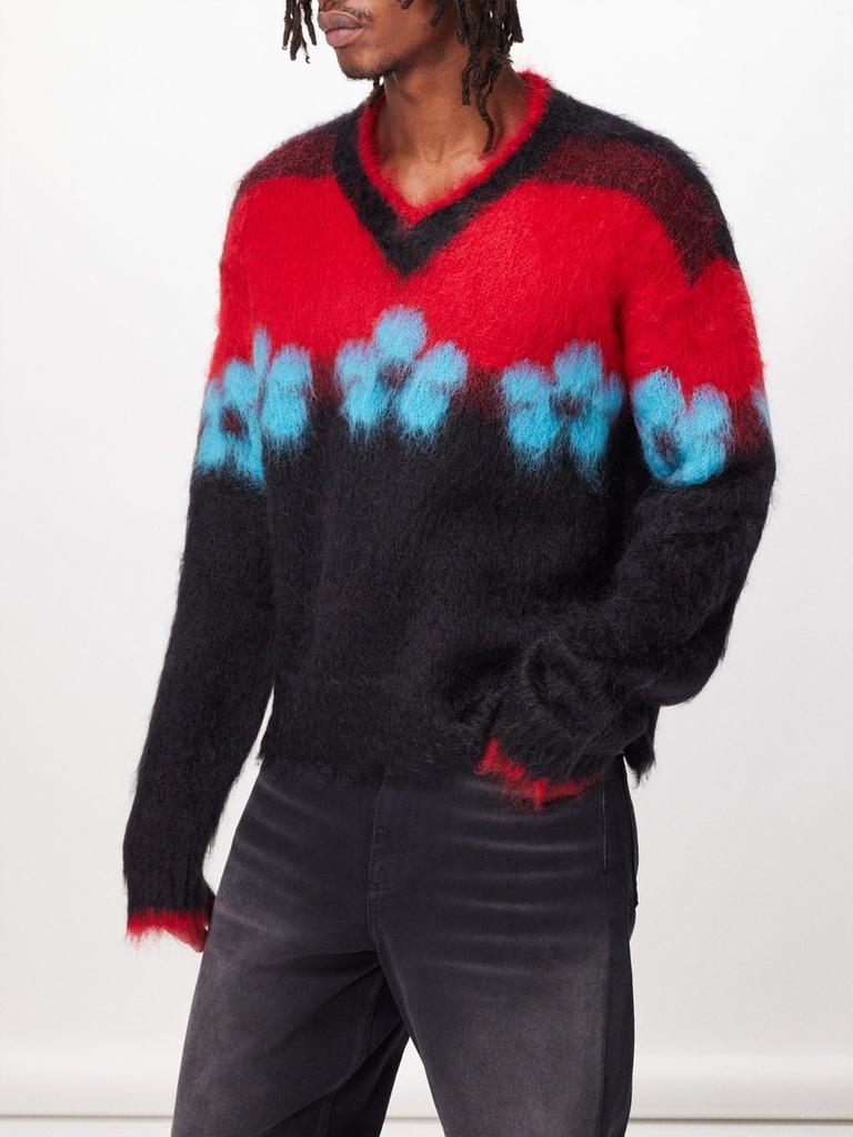 Shop Fuzzy Wuzzy flowers mohair-blend sweater on Sale at