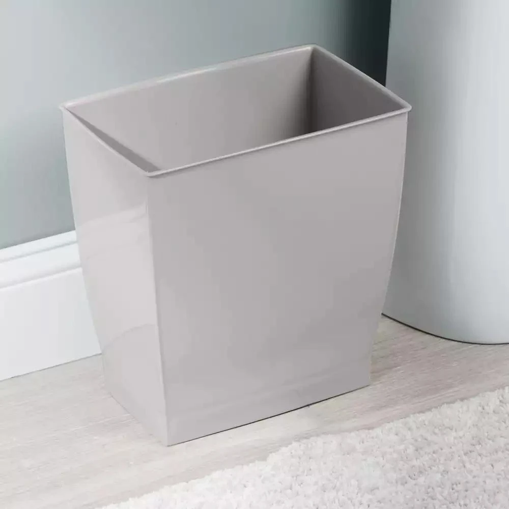 mDesign iDesign Rectangular Trash Can, 2.5 Gallon / 9.5 Liter, 4-Pack, Gray, Made in USA 4