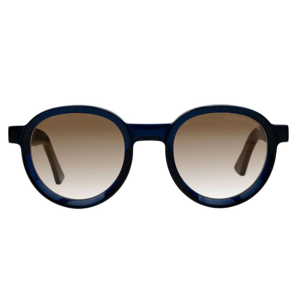 Cutler and Gross 1384-02 Sun 49mm Classic Blue Navy / Grad Brown Lens Flash G