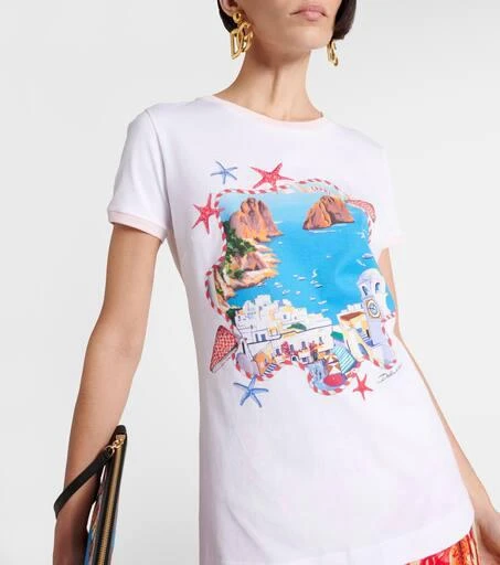 Dolce 
Gabbana Capri printed cotton jersey T-shirt 5