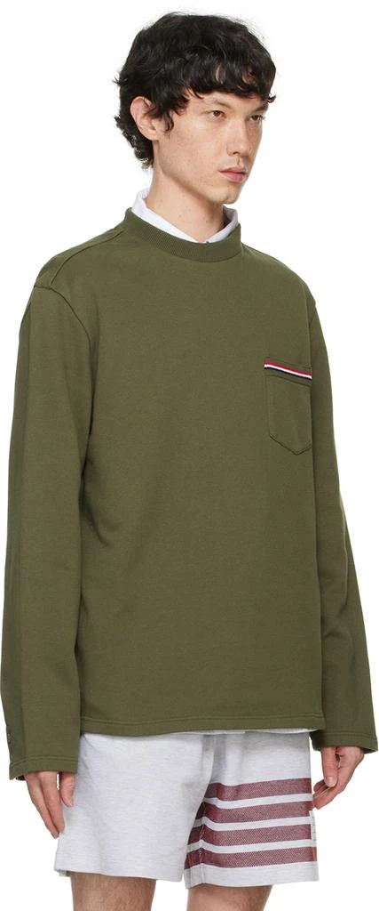 Thom Browne Khaki Oversized RWB Chest Pocket Sweatshirt 4