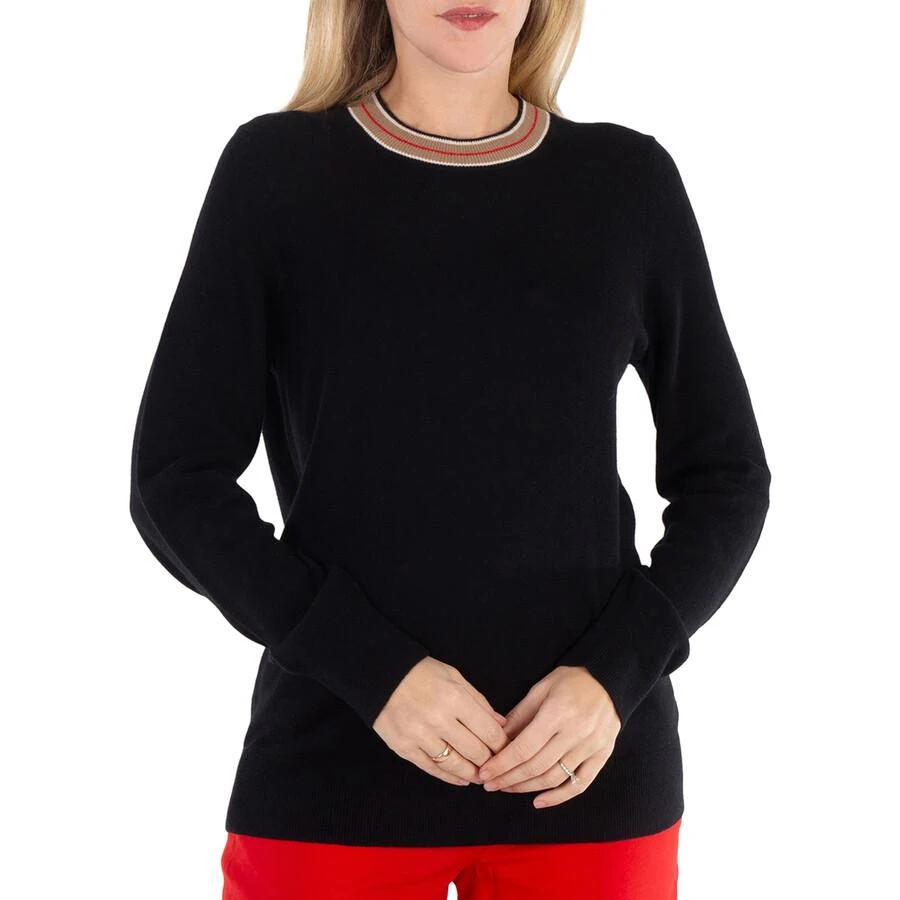 Burberry Burberry Black Stripe Cashmere Collar Sweater, Size Large 1