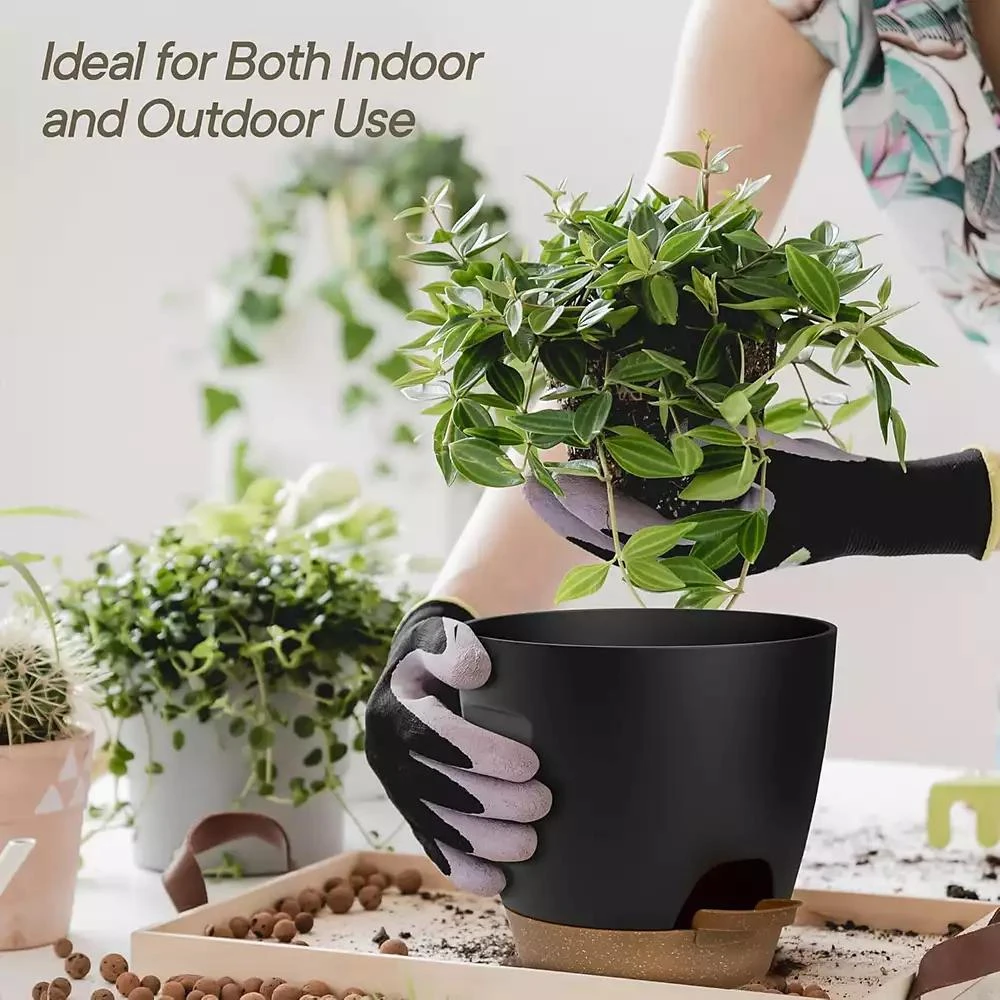 Lifemaster Black Self Watering Pots 20 Pack, Indoor and Outdoor Plant Pots with Wick Rope
Drainage Holes, Easy Watering Lip, Lightweight Plastic Self Watering Planter for Succulents, Houseplants, and Herbs 7