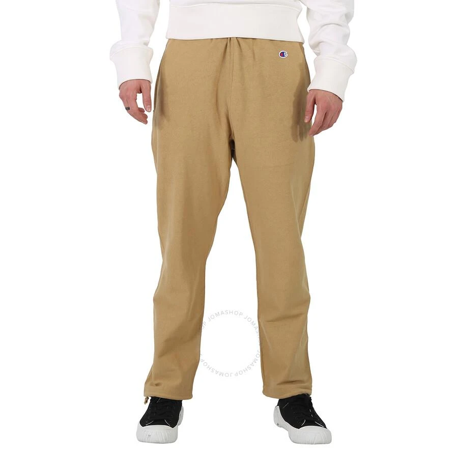 Champion Men's Beige Cotton Logo Long Sweatpants 1