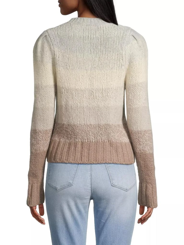 White + Warren Ombré-Striped Crewneck Sweater 5