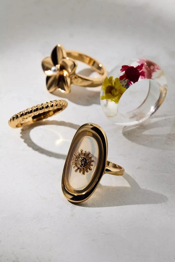 Urban Outfitters Bloom Flower Eclectic Ring Set