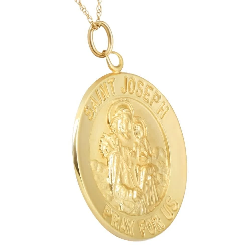 Pompeii3 14k Yellow Gold St. Joseph Medal Pendant 1" Tall 3 Grams 2