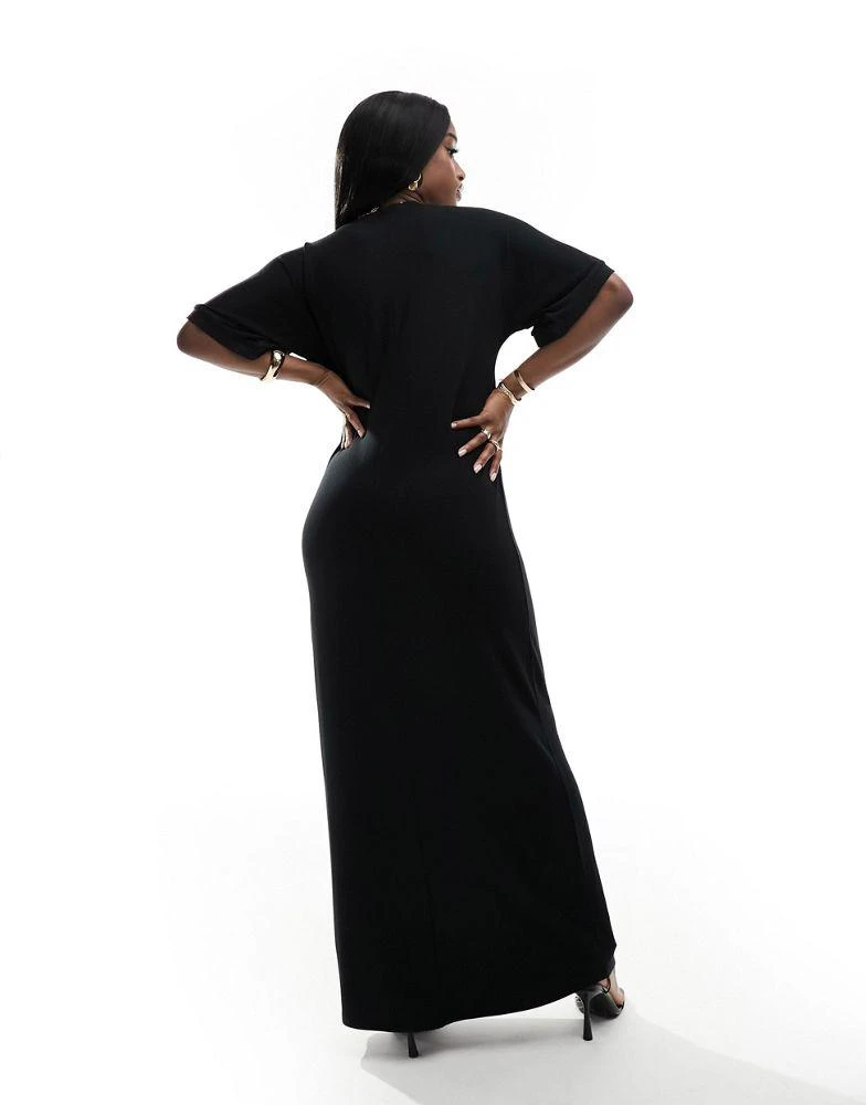 Fashionkilla Fashionkilla bow detail maxi t-shirt dress in black 3