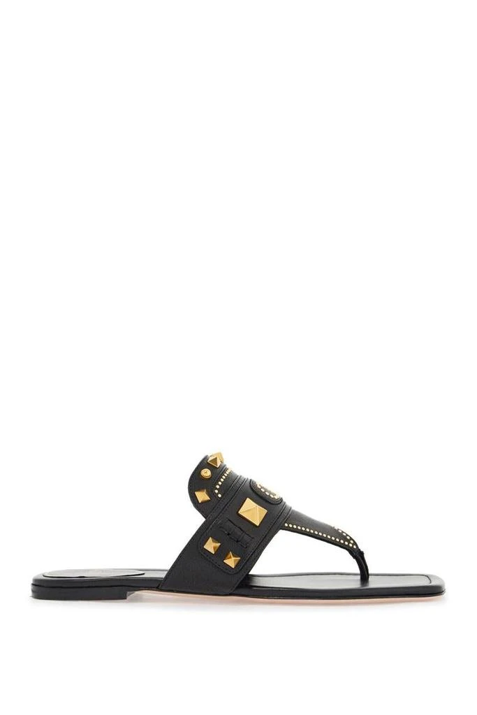 Valentino black buffalo leather studded flip-flops 1