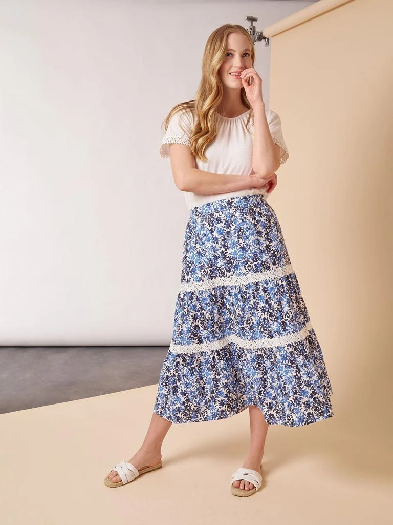 JONES NEW YORK Pull-On Tiered Lace Trim Maxi Skirt 3