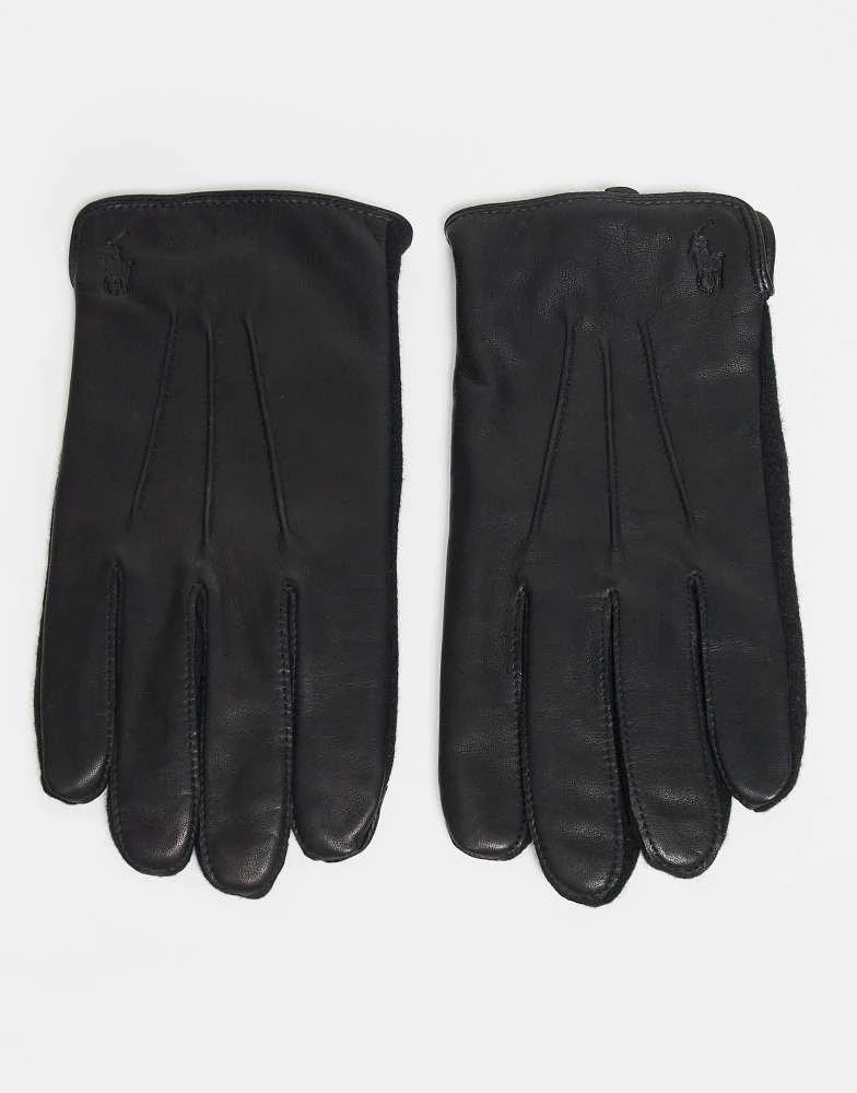 Ralph Lauren Polo Ralph Lauren hybrid leather gloves in black 1