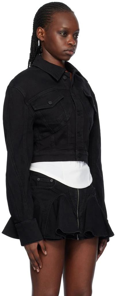 Mugler Black Cropped Denim Jacket 2
