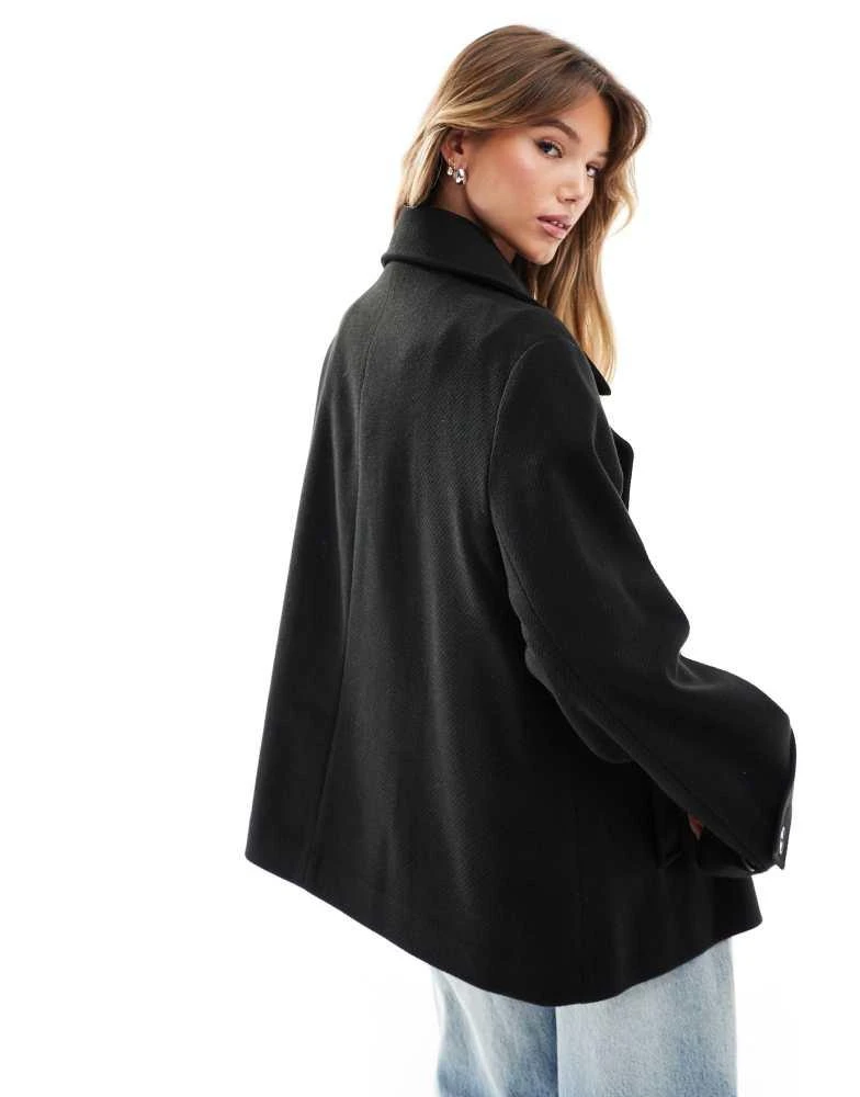 ASOS ASOS DESIGN formal faux wool pea coat in black 3