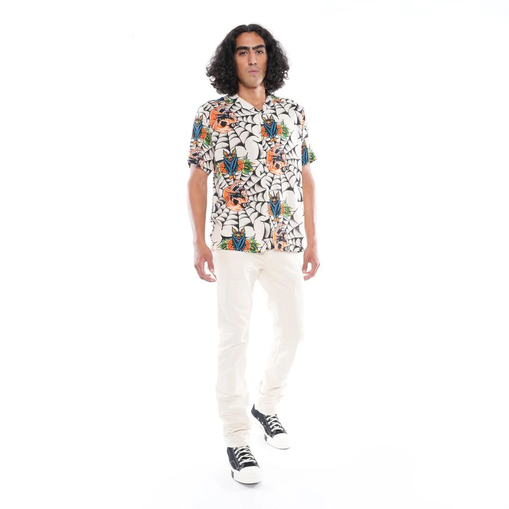 Cult Of Individuality Yakuza Short Sleeve Woven Shirt In Cream 3