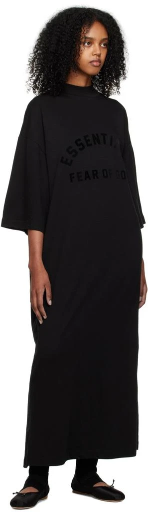 Essentials Black 3/4 Sleeve Midi Dress 4