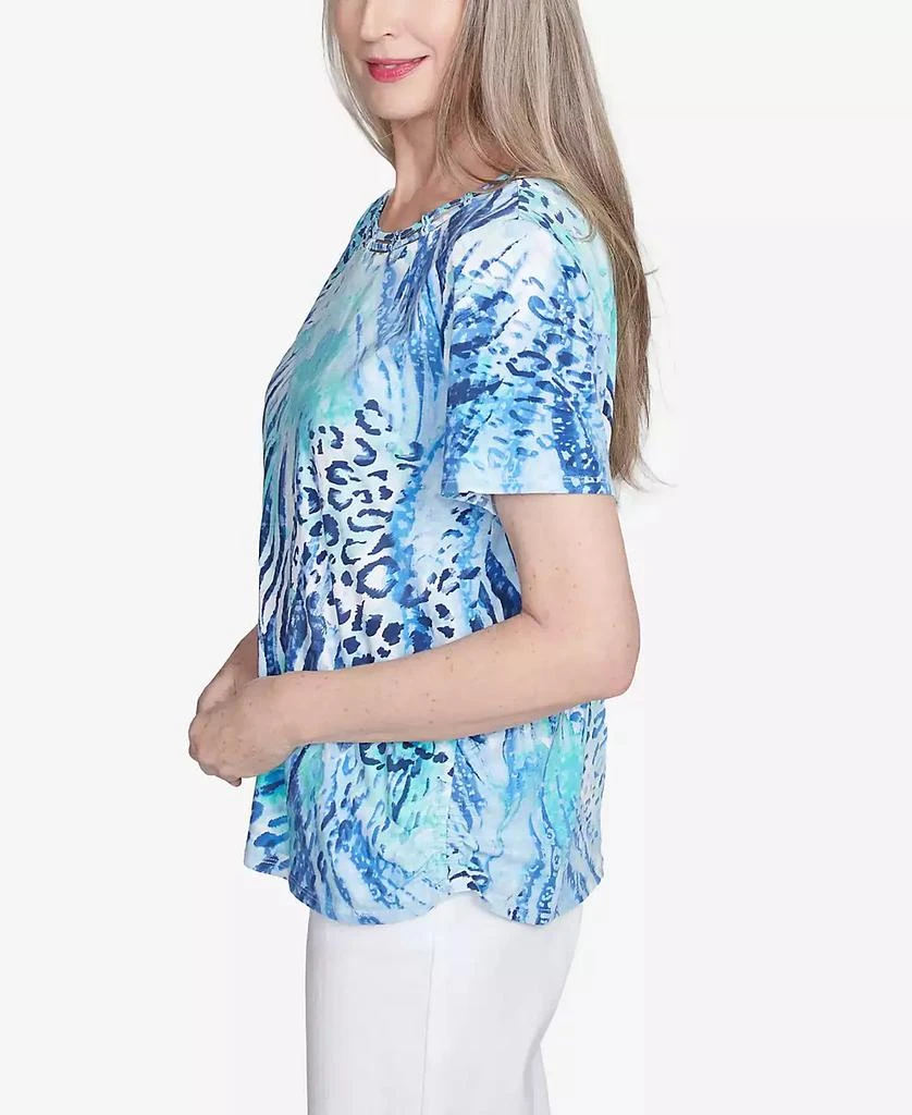 Alfred Dunner Petite  Animal Printed Top with Ruched Sides 3