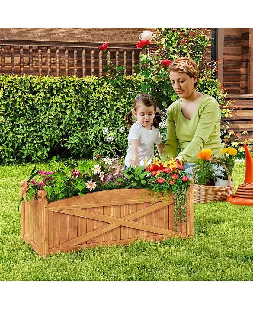 GOUUN Wooden Raised Garden Bed Drainage Holes for Patio Garden 2
