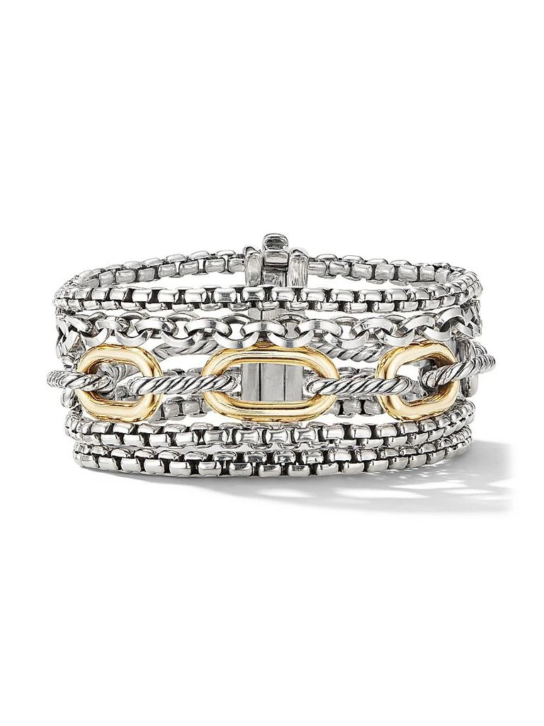 David Yurman Multi-Row Chain Bracelet with 18K Yellow Gold