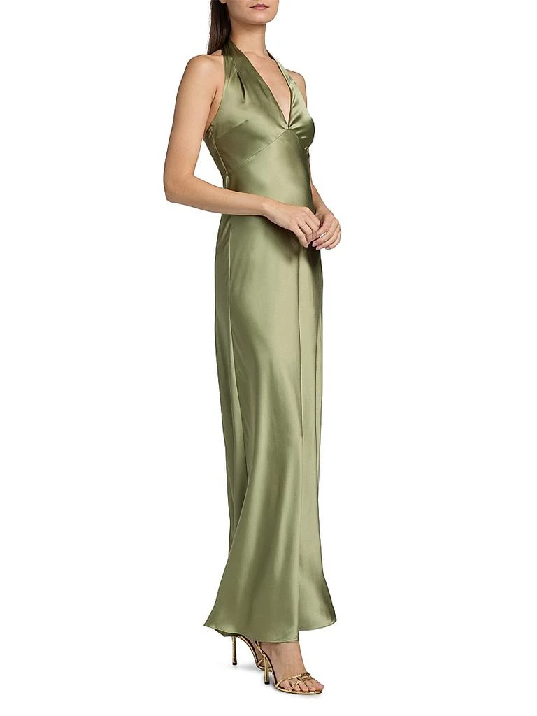 halter neck maxi dress with split Peacock Blue Halter Neck A-Line Long Prom Dress With Split main image 0