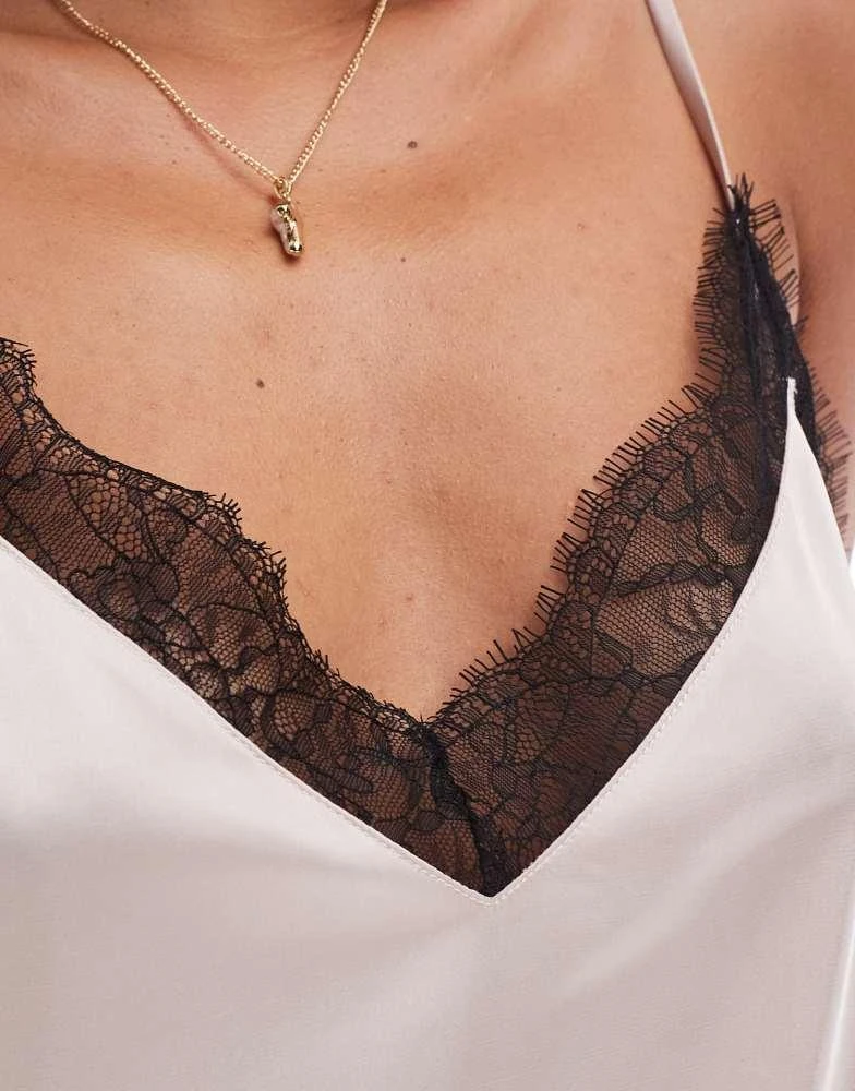ASOS ASOS DESIGN satin and lace cami slip dress in pink 4