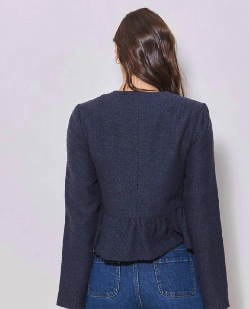 ABLE Tweed Shimmer Peplum Jacket In Blue 2