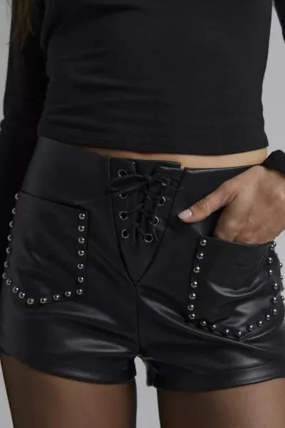 Ecote Ecote Billie Faux Leather Studded Micro Short 1