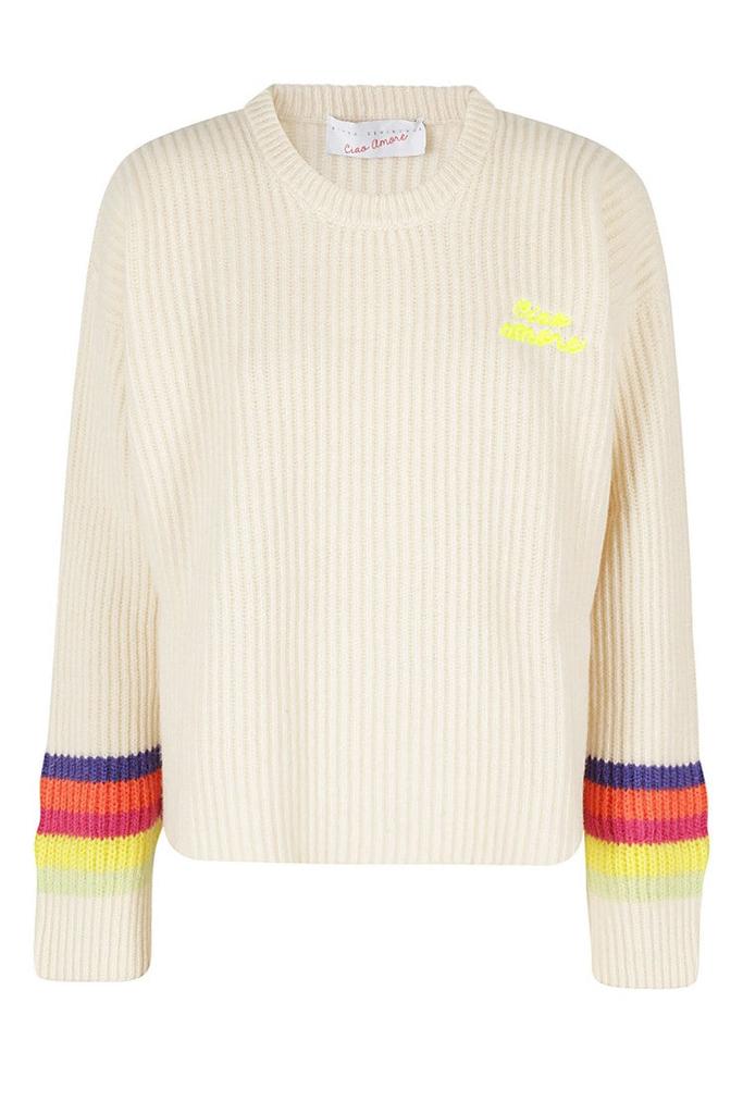 Giada Benincasa Multicolor Striped Sleeve Crewneck Sweater