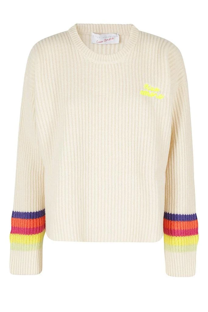 Giada Benincasa Multicolor Striped Sleeve Crewneck Sweater 1