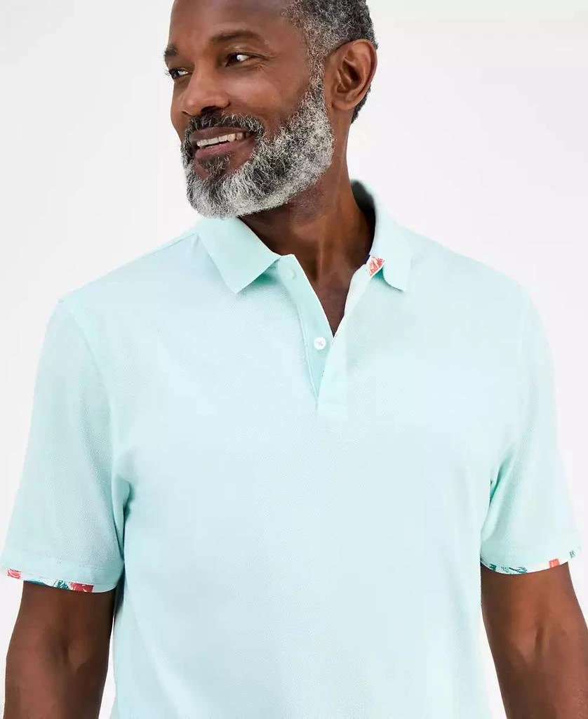 Club Room Men's Short Sleeve Printed-Trim Woven Performance Polo Shirt, Exclusively at Macy's 3