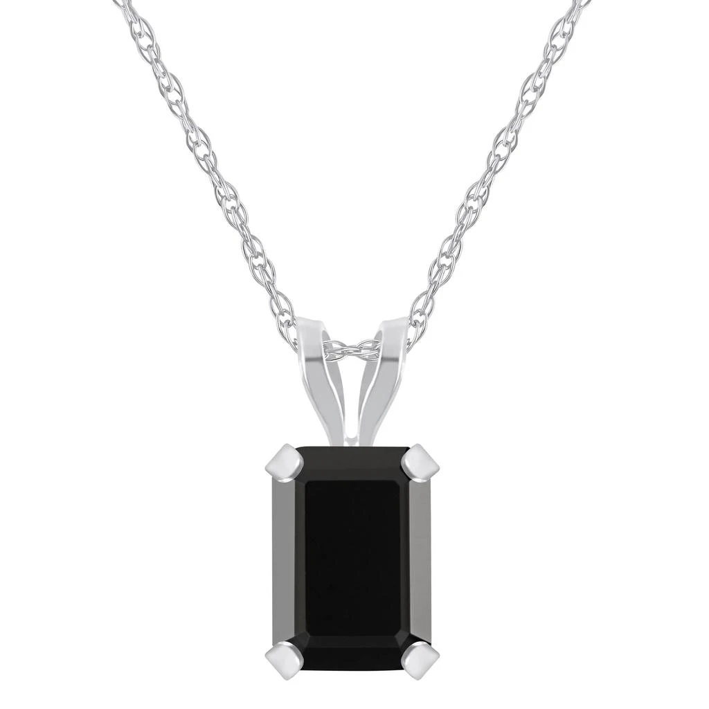 Glistening Jewels 10K Gold 7x5mm Emerald Cut Black Onyx Pendant Necklace