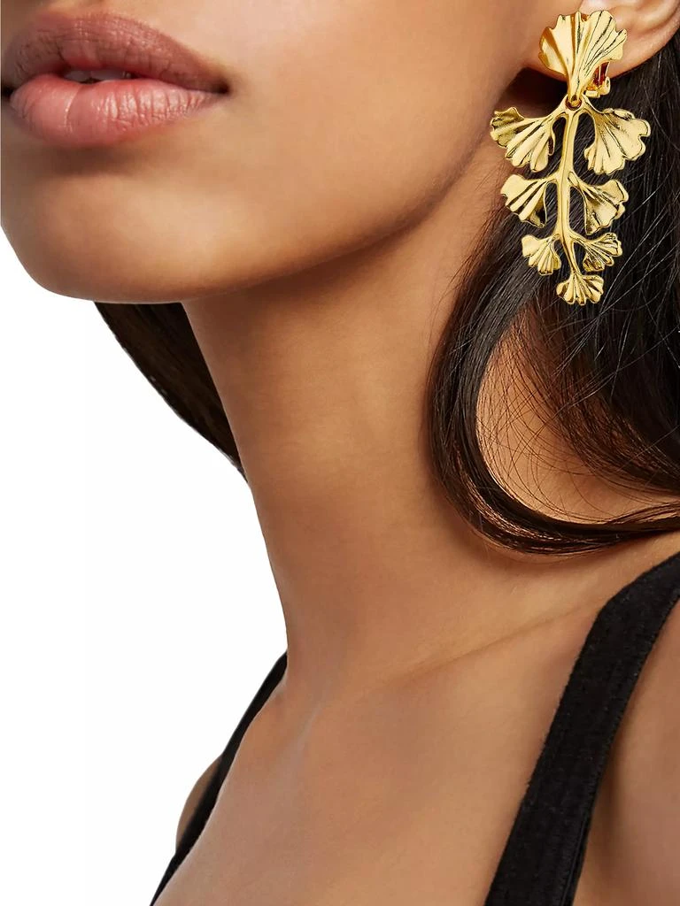 Kenneth Jay Lane Goldtone Clip-On Leaf Earrings 2