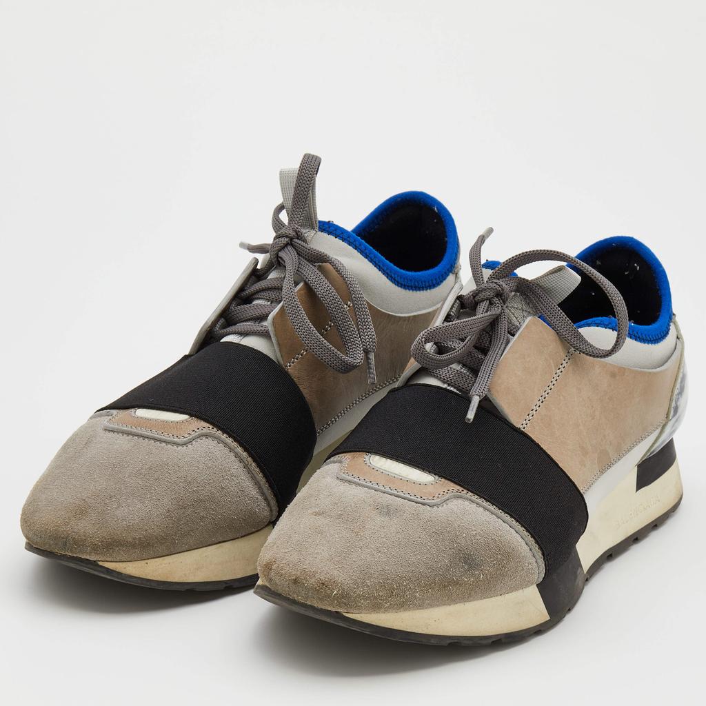 Balenciaga Balenciaga Grey Suede And Leather Race Runner Low Top Sneakers Size 38