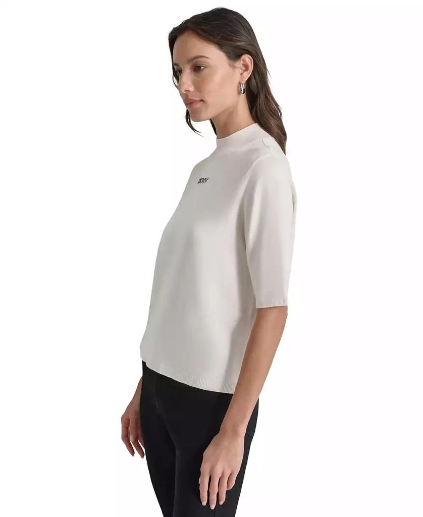 DKNY Petite Mock-Neck Embellished-Logo Sweater 3