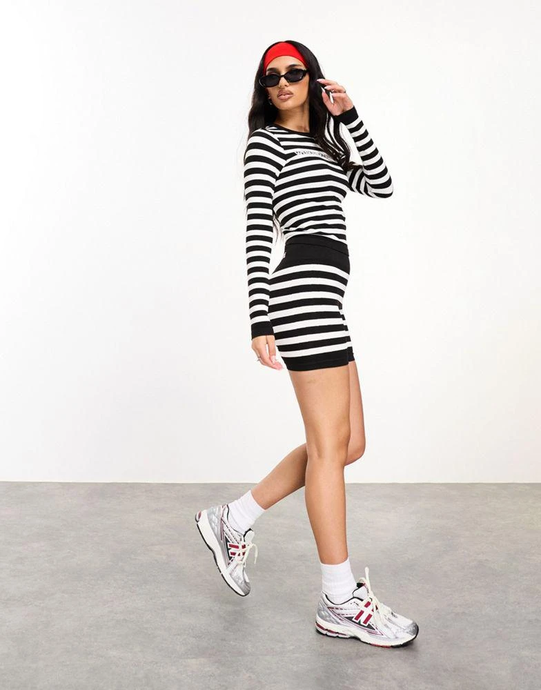 ASOS Weekend Collective ASOS Weekend Collective co-ord seamless shorts in mono stripe 1
