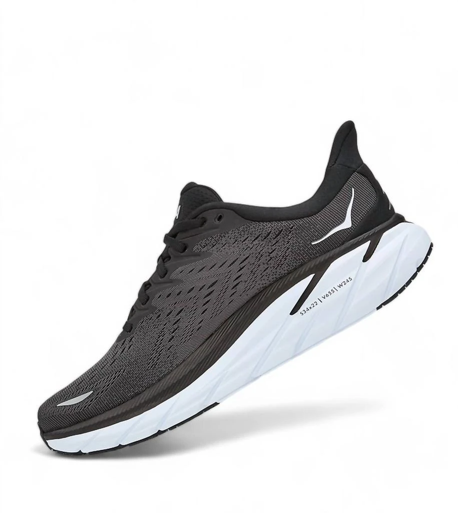 Hoka One One Men's Clifton 8 Running Shoes In Black/white 3