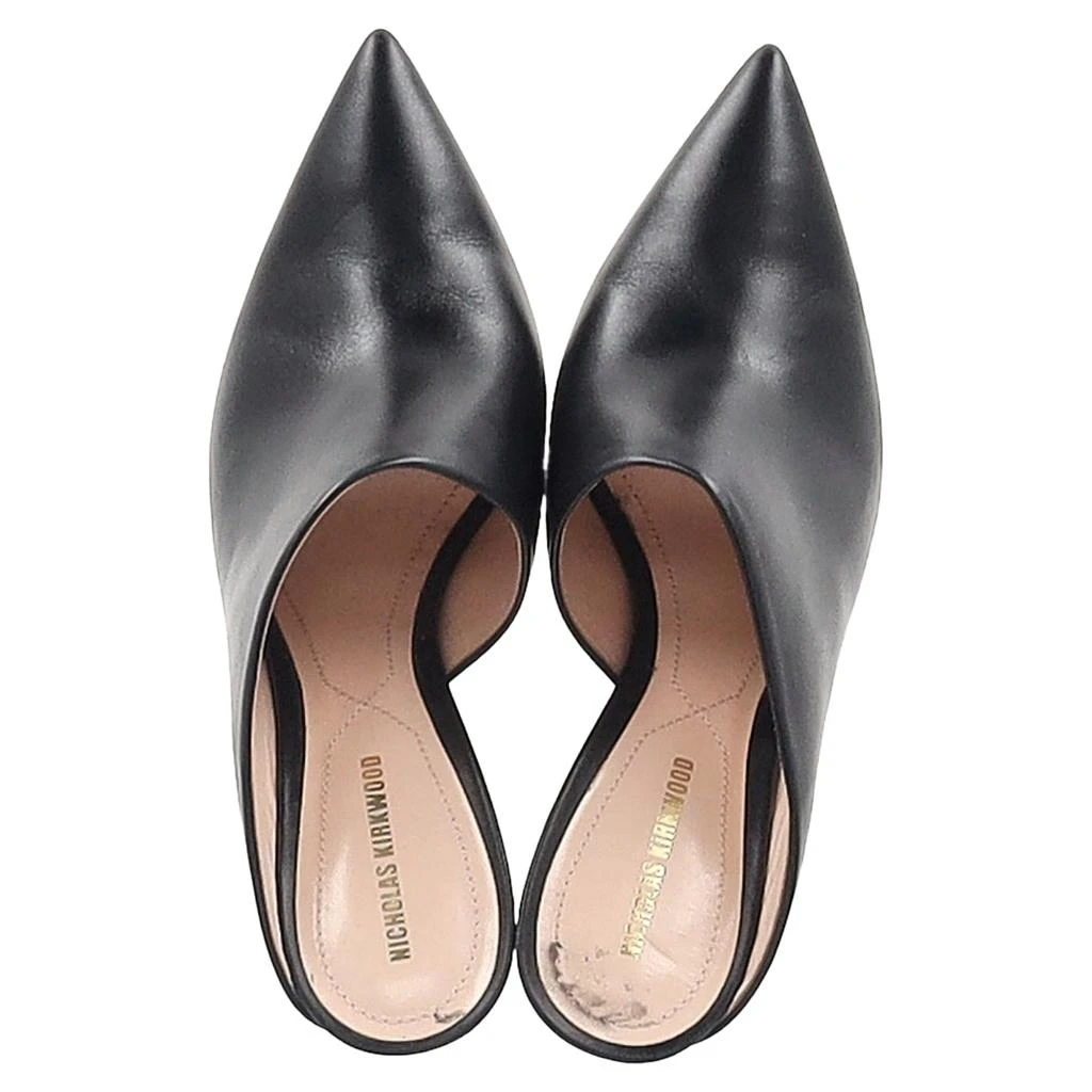 Nicholas Kirkwood Mira Pointed Toe Mules in Black Leather 2