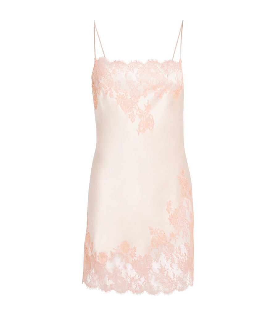 Carine Gilson Silk Lace-Trim Short Nightdress