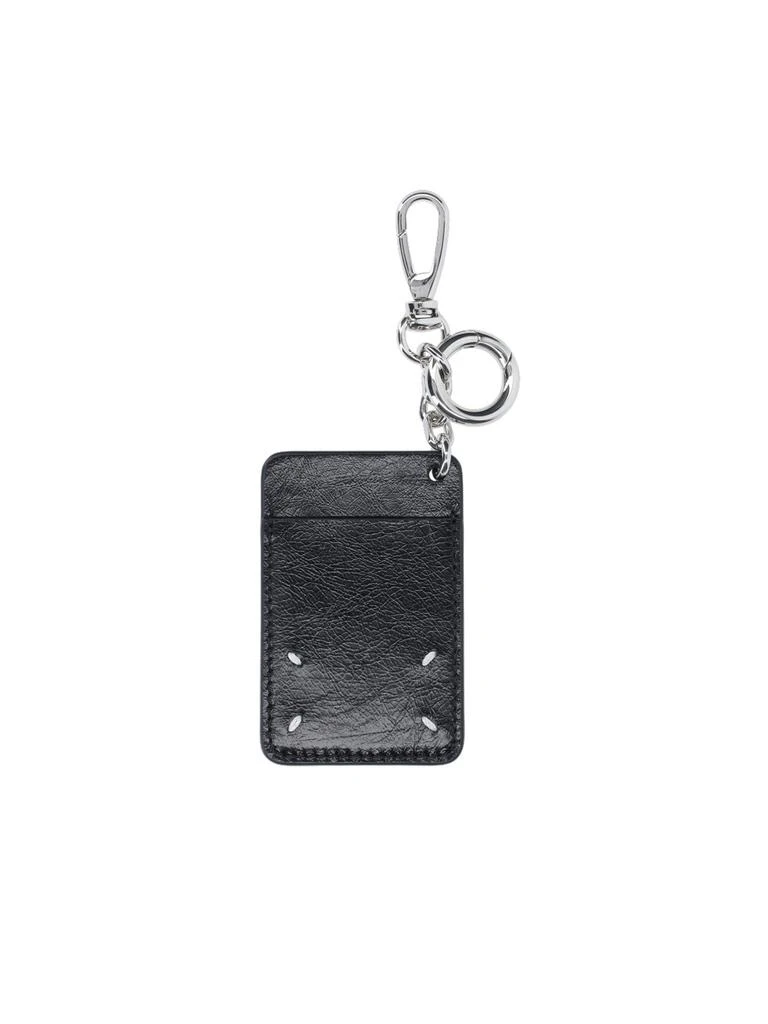 MAISON MARGIELA Compact Black Calf Leather Cardholder with Keychain 2