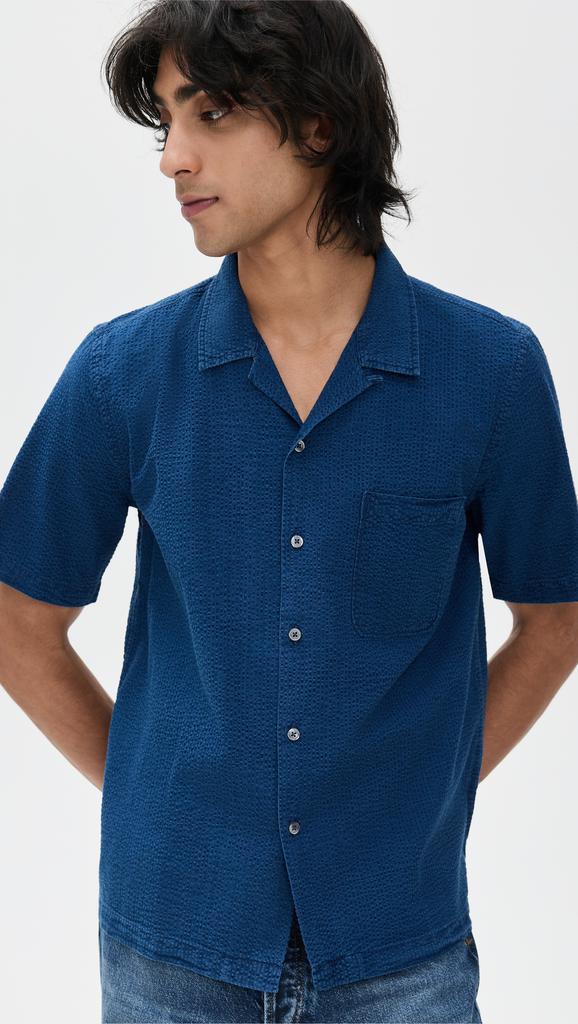 Universal Works Indigo Seersucker Road Shirt