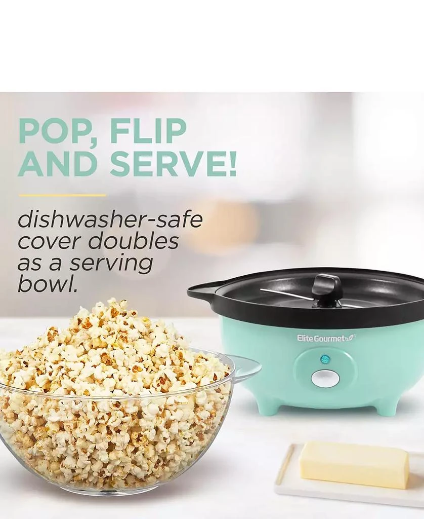Elite Gourmet 3 Qt. Automatic, Stirring Hot Oil Popcorn Machine with Measuring Cap & Built-in Reversible Serving Bowl 3