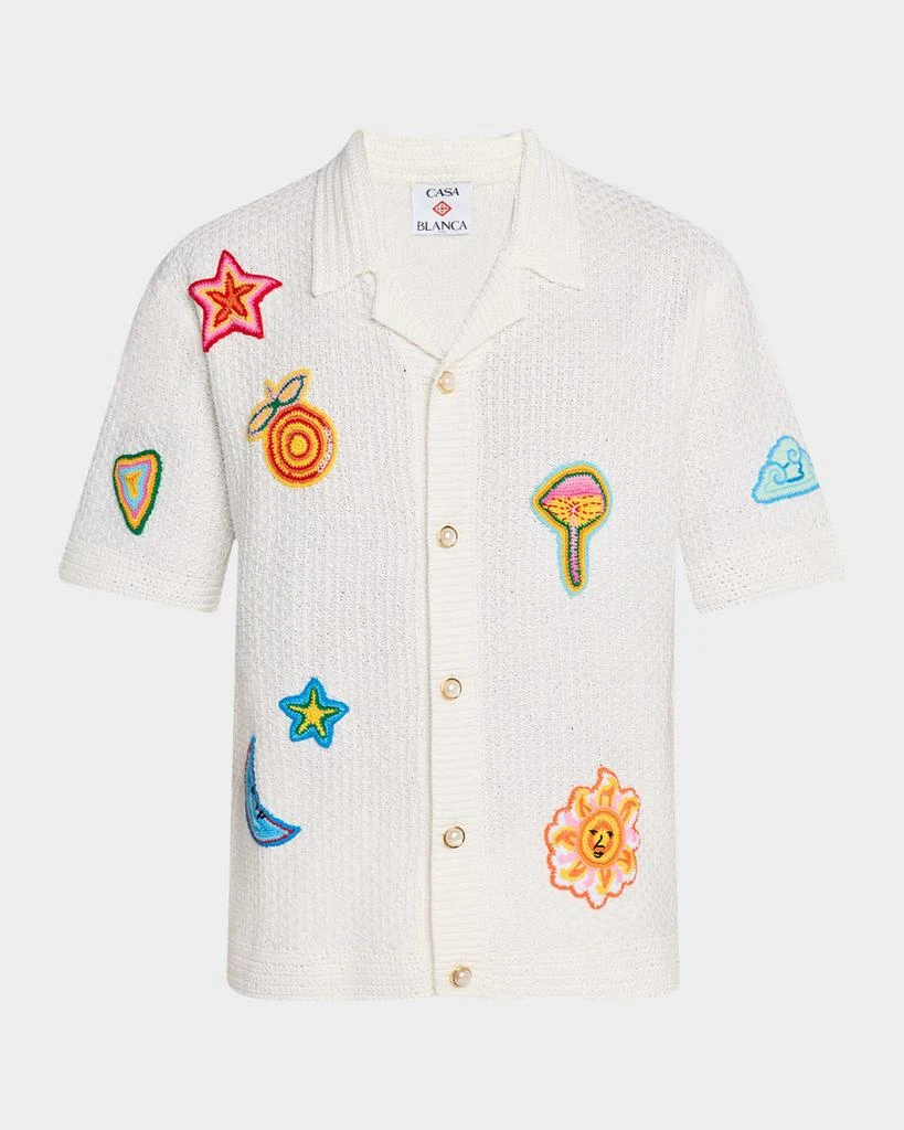 Casablanca Men's Crochet Multi-Patch Camp Shirt 1